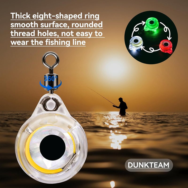 DunkTeam LED Underwater Fishing Lures，LED Lighted Bait Flasher，Deep Drop Fishing Lures，Fish Eye Attractive Light Bait Lure Lamp 5PCS - Image 2
